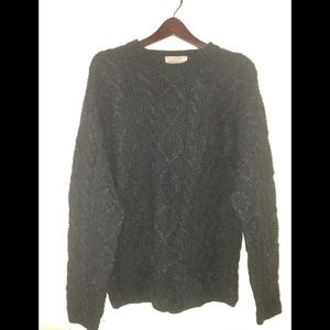 J Crew Handknit Fishermans Sweater Size M Gray